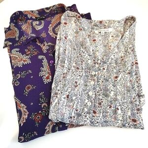Blouse Bundle Rose + Olive And Simply Emma Purple and Cream Floral Tops